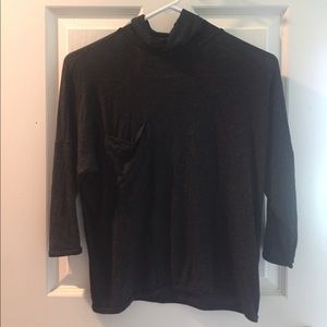 Charcoal grey quarter sleeve mock neck
